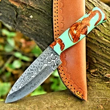 Custom Hand Made Damascus Hunting Knife / Hand Forged Damascus Steel Blade 2967