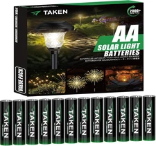 Taken 12 Pack AA Rechargeable NIMH Batteries for Solar Lights, 1200Mah 1.2V