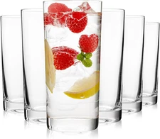 Highball Glasses Set of 6, 16Oz Tall Drinking Glasses, Water Glass for Kitchen,
