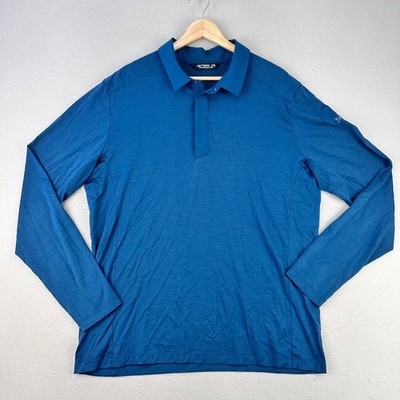 Arc'teryx A2B Polo Shirt Mens XL Blue Long Sleeve Merino Wool