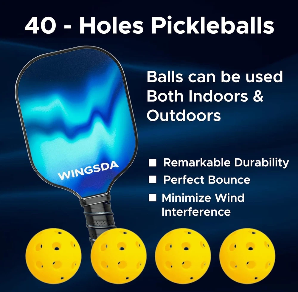 Premium Fiberglass Pickleball Paddle Set with 4 Balls & 2 Towels for Adults Premium Fiberglass Pickleball Paddle Set with 4 Balls & 2 Towels for Adults