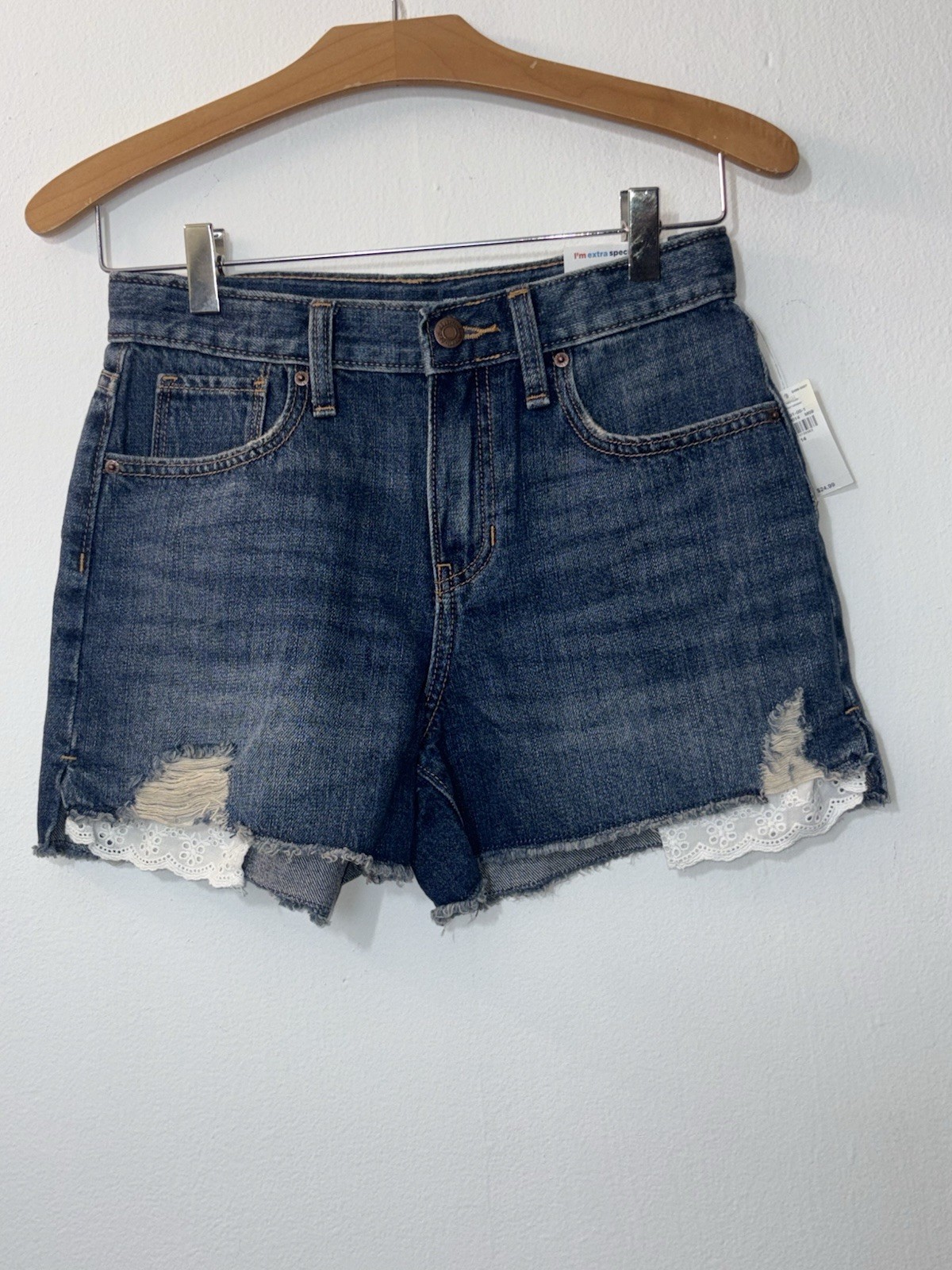Old Navy Girls 2 Pair Of Shorts High Rise Denim 3” Shorts Jean NWT image 10