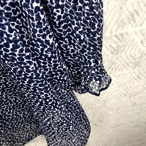 Agathe Velmont Chemisier Femme 50/52 Bleu/Blanc Imprimé Animal Voile Boutons - Imagen 8 de 8