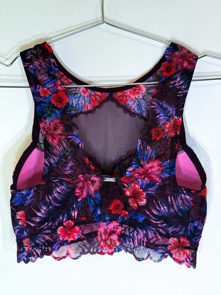 Victoria Secret 32C PINK Bralette Bra Blue Lace Push Up Add 1-2 Sizes Underwire - Image 3 of 4