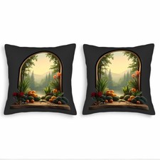 Set of 2 Decorative Throw Pillow Covers 18x18in - Naturalistic Landscape Design