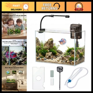 3 Kit réservoir de poisson en verre de Gallon avec filtre & Lumières - Betta, poisson rouge, crevettes Aqua
