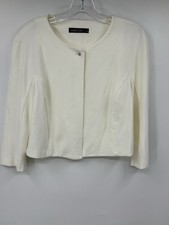 Chaqueta corta blanca de un solo botón Marc Cain para mujer talla 10