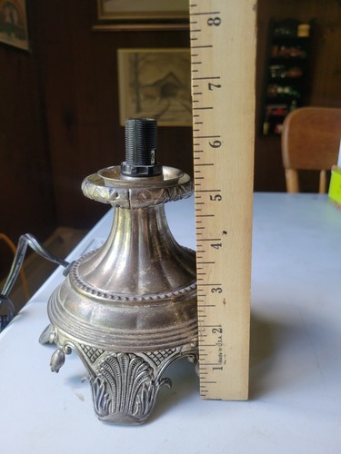 Metal Ornate Lamp Base, Aged Silver Color - Picture 2 of 10