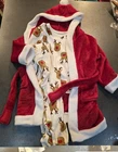 Boys girls 9-12 Months Christmas Santa reindeer 3 Pcs pyjamas bath robe set next