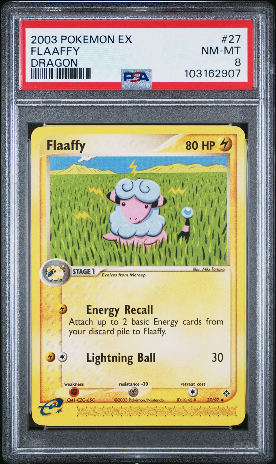 2003 POKEMON EX DRAGON #27 FLAAFFY PSA 8