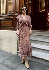 ZARA NEW WOMAN FW25 RUFFLED PRINT MIDI DRESS FALL Multicolored  3564/054 XS-L