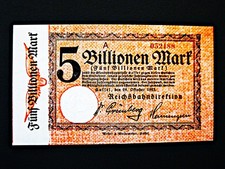 Reichsbahn Kassel  5 Billionen Mark  1923  Serie A  unc. mit leichter Knickfalte