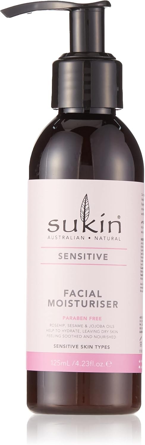 Sukin Sensitive Facial Moisturiser 125ml - with essential oils; cruelty free &