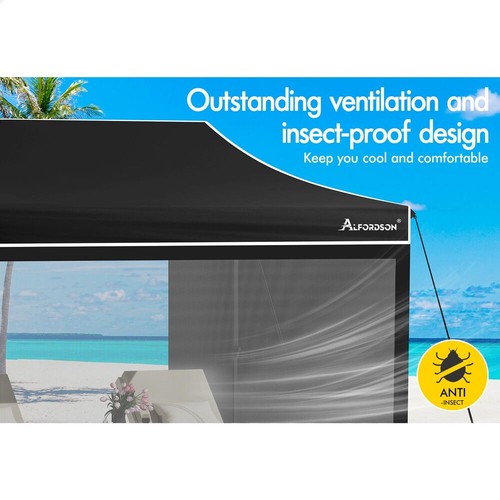ALFORDSON Gazebo 3x4.5m Pop Up Marquee Camping Folding Tent 600D Oxford Black - Picture 8 of 12