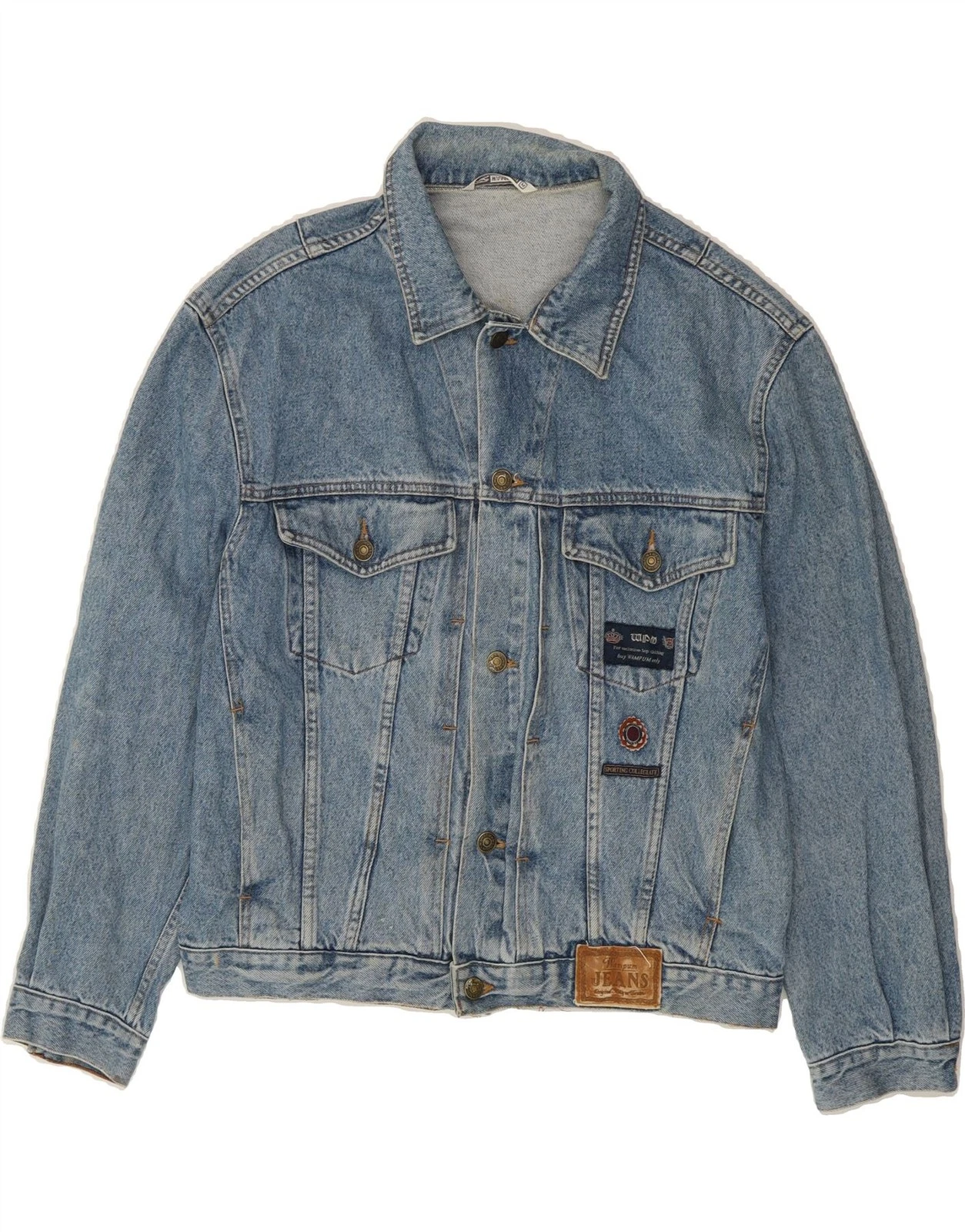 WAMPUM Mens Denim Jacket UK 38 Medium Blue AY01