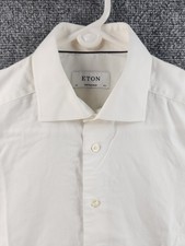Eton Romania 15.5 All Cotton Contemporary Signature Twill White Solid Shirt Mens