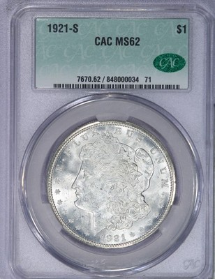 1921 Morgan Dollar MS62 CAG認定