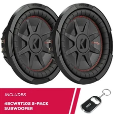 Kicker Pair of 48CWRT102 Shallow-Mount 10" Subwoofer with Dual 2-Ohm Voice Coils