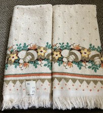Pair of Vintage Mushrooms Kitchen Towels Cannon Made In USA Brand New