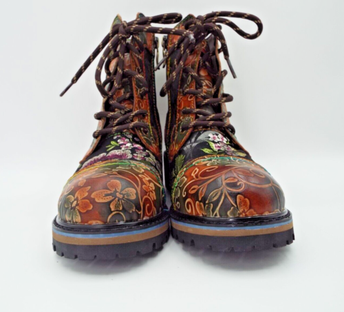 L'Artiste by Spring Step Fantastic Brown Multicolor Floral Combi Boots Size 37 - Picture 16 of 17