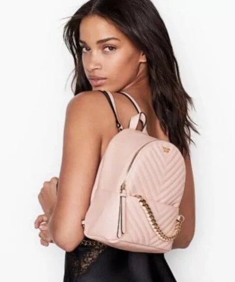 Victoria's Secret Small City Pebbled V-Quilt Backpack Light Pink Nwt, Women's