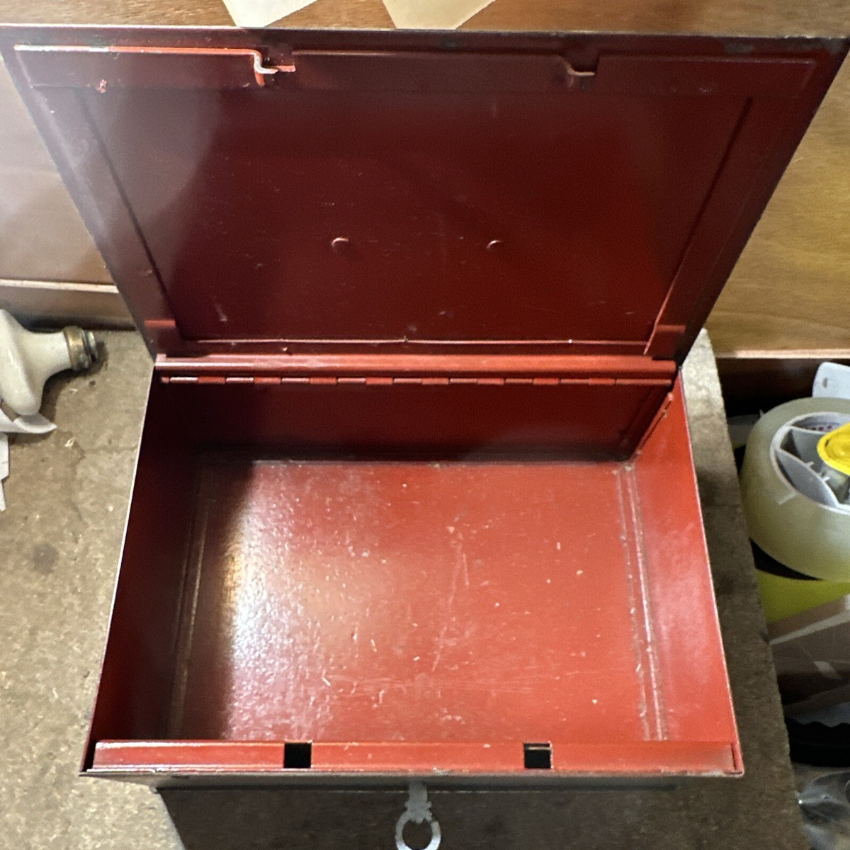 Ancien Coffre-fort Métallique à Clé, Petite Boîte En Métal Vintage, Décoration Indust.