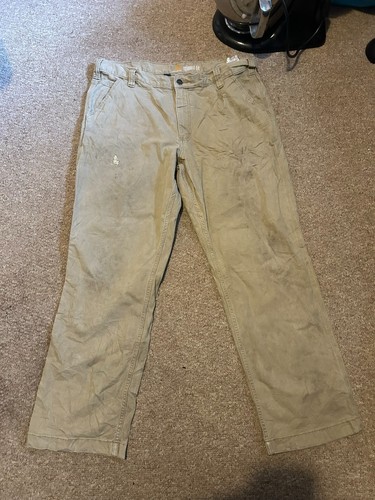 Carhartt Trousers Mens Size 38 Relaxed Fit Carpenter Workwear Beige Bottom Pants - Picture 3 of 8