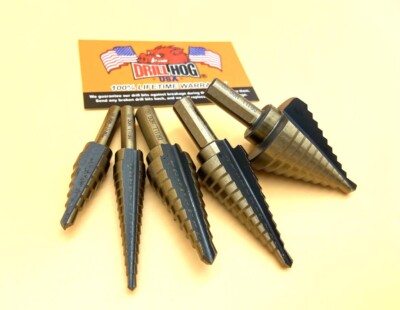 Drill Hog  Step Drill Bit Step Set Drill Bits UNIBIT Moly 5Pc Lifetime Warranty 