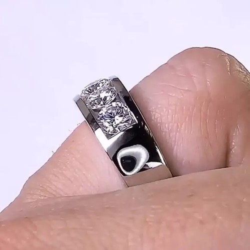 2.50 Ct Round-Cut VVS Moissanite Five-Stone Wedding Men's Band 14K White Gold - Picture 7 of 7