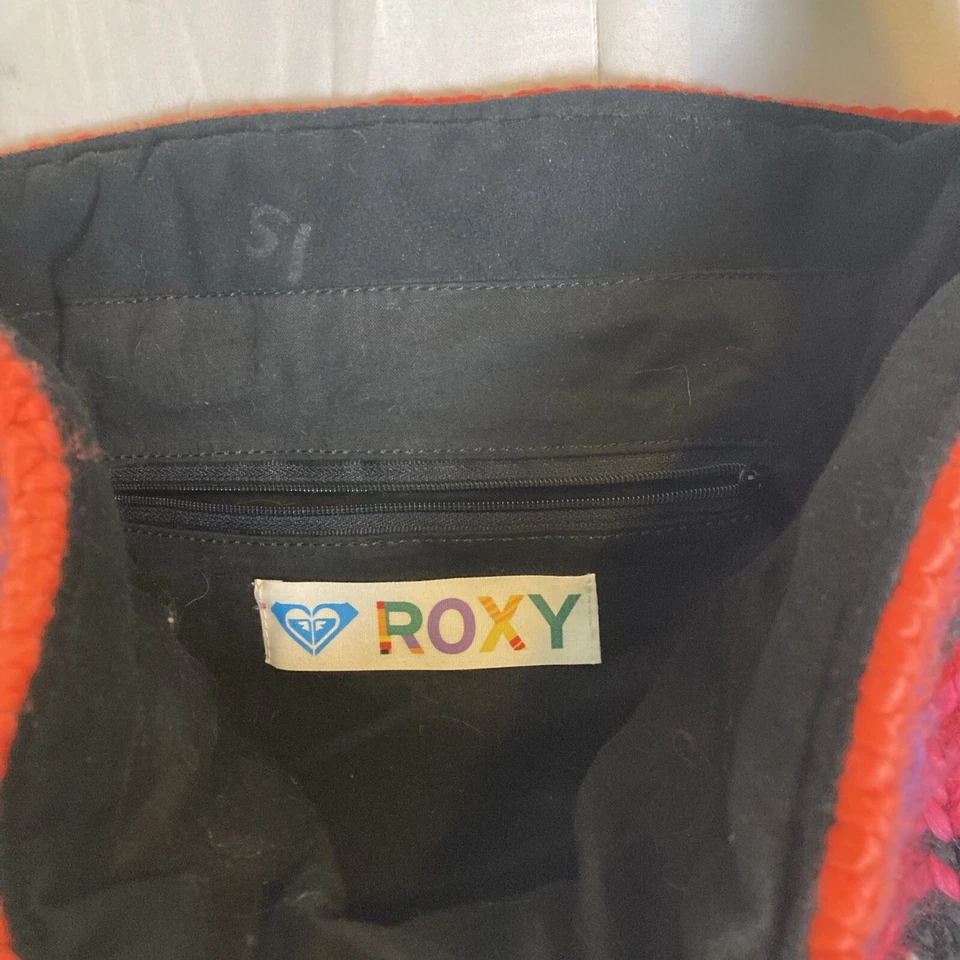 Roxy Women’s Multi-Color  Knit Sweater Hobo Shoulder Bag Tote Drawstring Hippy - Image 3 of 4