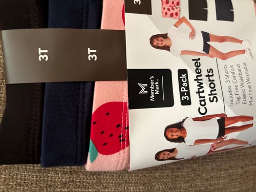 Pantaloncini Cartwheel da bambina nuovi con etichette 3 pezzi rosa fragola|nero|blu taglia 3T