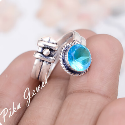 London Blautopas Edelstein 925 Sterling Silber Ring Raum Anlass Geschenk