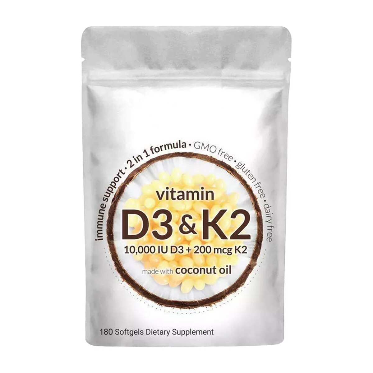 180/300 pcs Vitamin K2 with D3 10,000 IU Supplement Softgels, Immunity