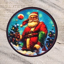 Jolly Santa Claus Embroidered Applique Patch - Christmas Badge St. Nick