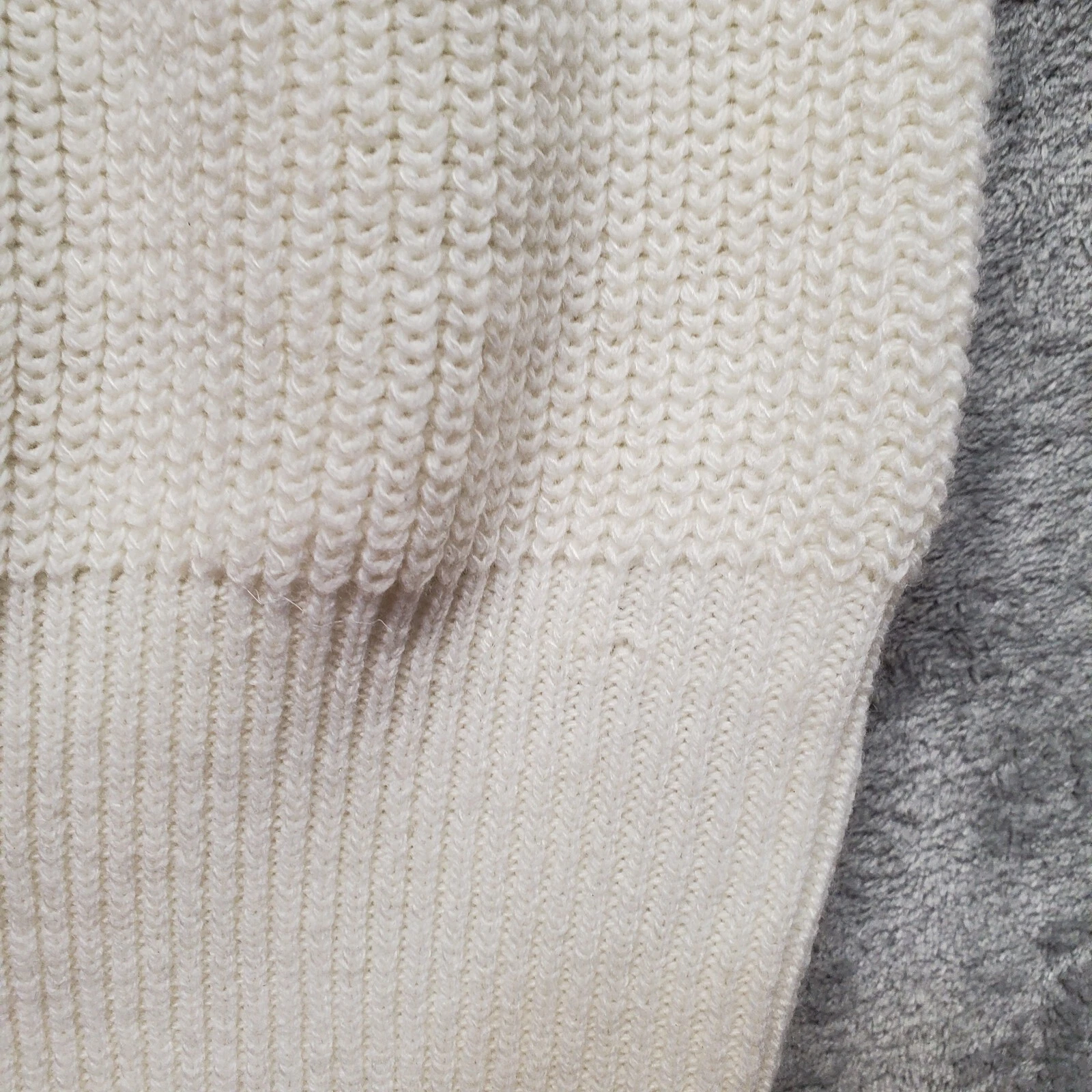 OFF WHITE Maglione donna Lumiere piccolo bianco sporco girocollo maglia tinta unita midi abito tasche