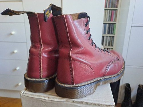 Vintage 80s Dr Martens 1460 Boots UK5,5 38 39 US7,5 cherry red Made in England - Bild 9 von 20