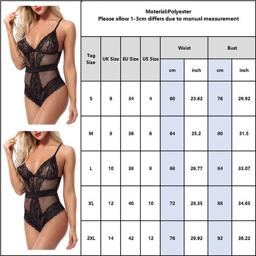 Babydoll-Damenbody Spitze sexy Dessous Damenunterwäsche Nachtwäsche Nachtwäsche - Bild 12 von 17