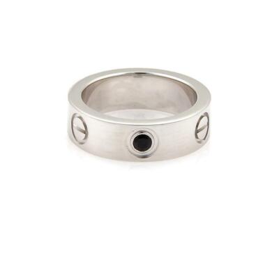 Cartier Love 1 Black Diamond 18k White Gold 5.5mm Band Ring Size