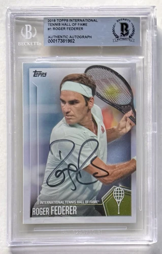 ROGER FEDERER SIGNED 2019 TOPPS INTERNATIONAL TENNIS HOF #1 BECKETT AUTO