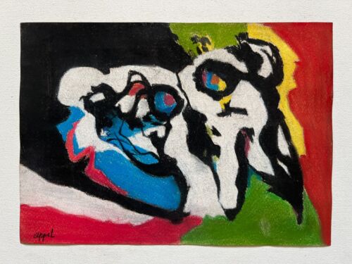 Karel Appel Drawing on paper (Handmade) signed and stamped mixed media - Afbeelding 1 van 6