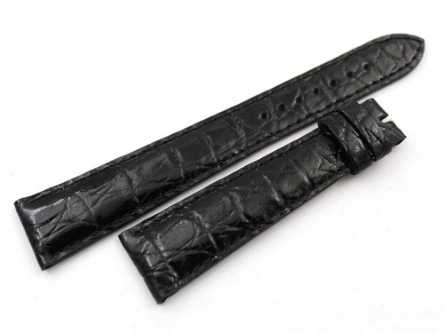 Watch Band Crocodile Leather Nero 22/16mm Polso XL Hand Made Artigianale Ricambi