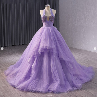 LilacQuinceanera Dress Ruffles Glitter Halter Sleeveless Prom Party Ball Gowns | eBay LilacQuinceanera Dress Ruffles Glitter Halter Sleeveless Prom Party Ball Gowns | eBay