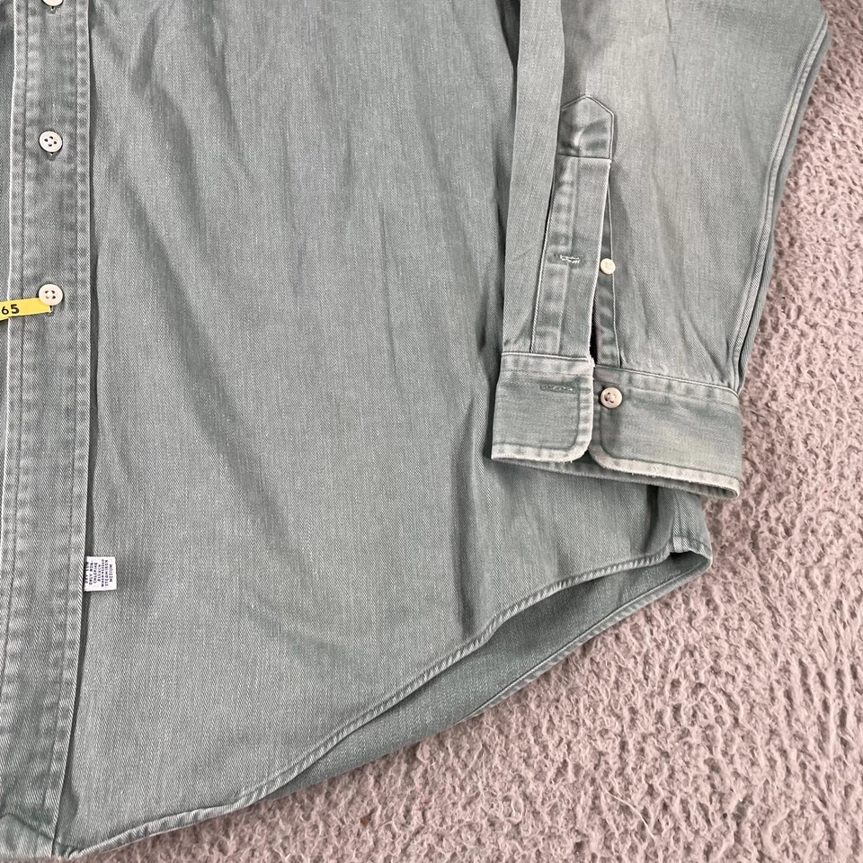 Vintage Ralph Lauren Shirt Mens XL Blue Button Shirt Chambray Pony Broken Button - Image 4 of 4