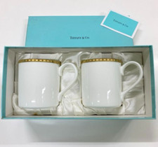 Tiffany & Co Gold Band Mug Cup 2 Pieces Pair Set With Box New