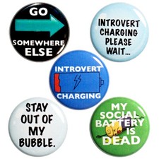 Funny Introvert Buttons Friend Gift Backpack Pins Sarcastic 5 Pack Set 1" P54-3