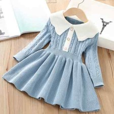 Girls Dress Winter Knitting Sweater Dress Autumn Long Sleeve Dress Clothes Kids
