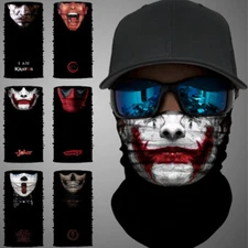 Skull Joker Clown UV Protection Face Mask Neck Gaiter Scarf Breathable Balaclava