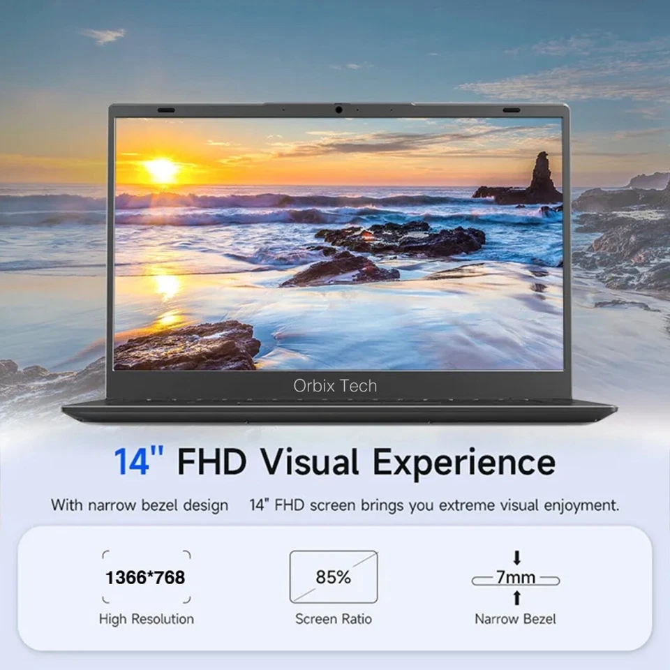 School & Work - 14" Laptop - Windows 11, 8GB Mem, 128GB SSD, Intel - Orbix Tech - Image 2 of 4