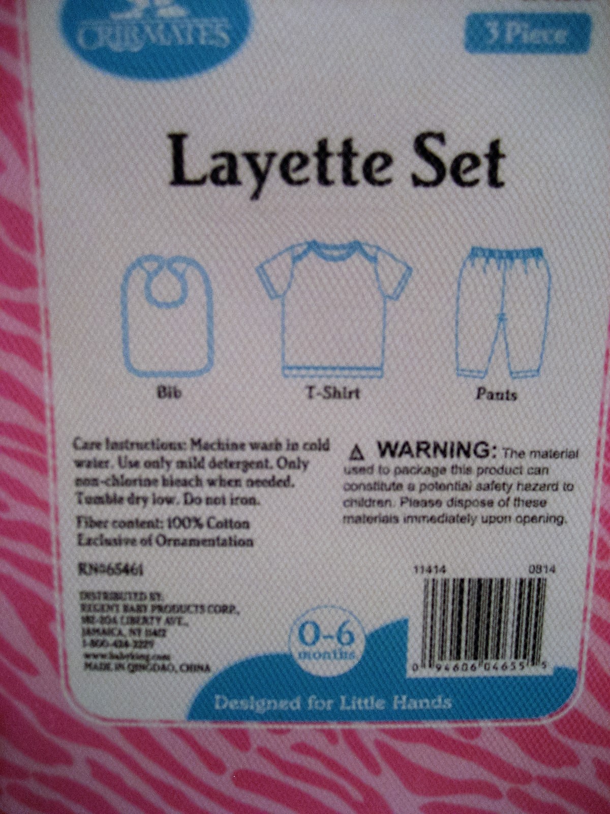 3 piece layette set by cribmates 0-6 months new