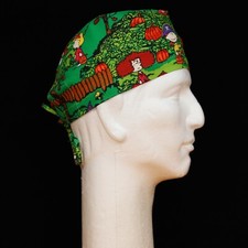 Peanuts Gang Characters Trick or Treat Snoopy Halloween theme green scrub hat